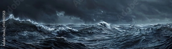 Fototapeta Majestic Stormy Seascape and Dynamic Skies, Dark Clouds, Ominous Portent, Global Weather Disruptions. Generative AI
