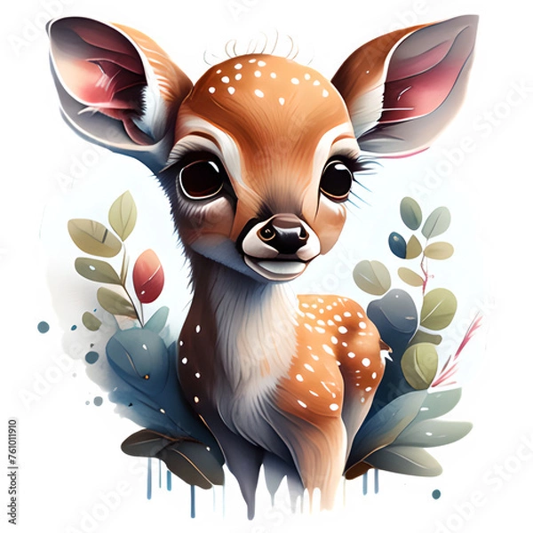 Obraz Deer illustration with leaves 