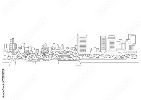 Obraz nuance_illustration_大阪、日本、大阪城、都市、景観