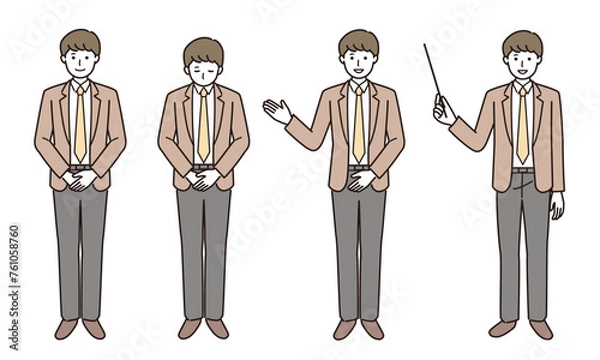 Obraz 男性のベクターイラストセット　会社員　教師