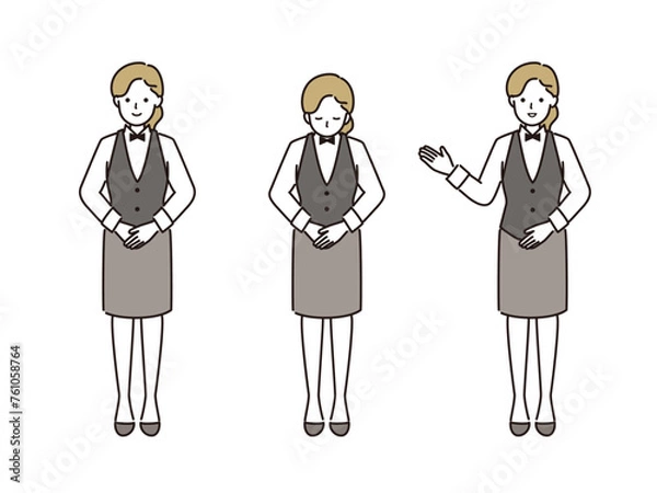 Obraz 女性ホールスタッフのベクターイラストセット