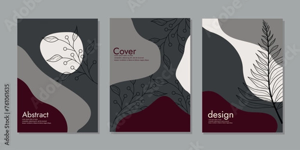 Fototapeta Trendy covers set. Cool abstract and floral design. A4 size book cover template for annual report, magazine, booklet, proposal, portfolio, brochure, poster