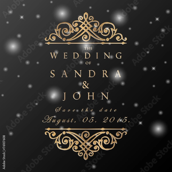 Fototapeta Wedding card or invitation with abstract floral background. Gree