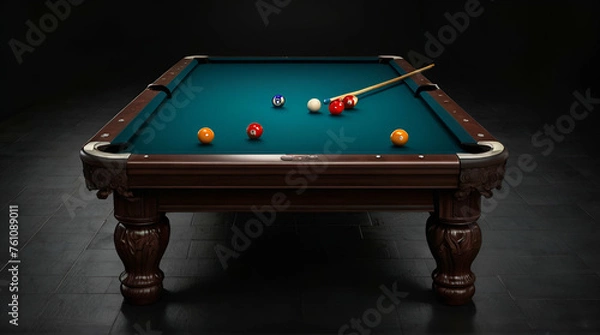 Fototapeta gaming room with neon light, billiard, created with. generative.AI