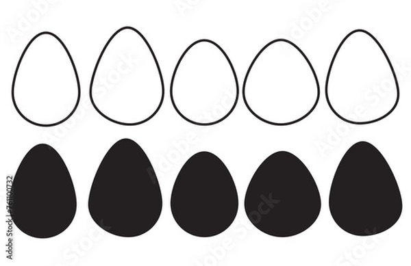 Obraz Flat style egg icon shape. Set of Easter Egg Icon Black Line. Happy Easter Hunt Symbol. Outline, flat, and colored style egg icon. 11:11