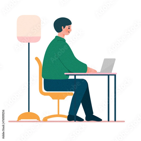 Obraz 노트북을 하고 있는 인물 일러스트