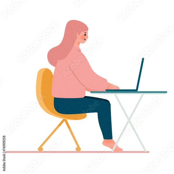 Obraz 노트북을 하고 있는 인물 일러스트