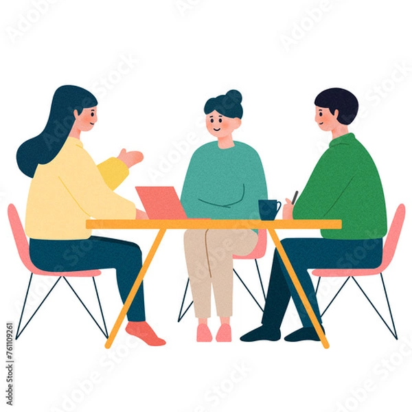 Obraz 회의하는 3명의 인물 일러스트