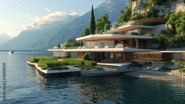 Obraz A modern lakefront residence