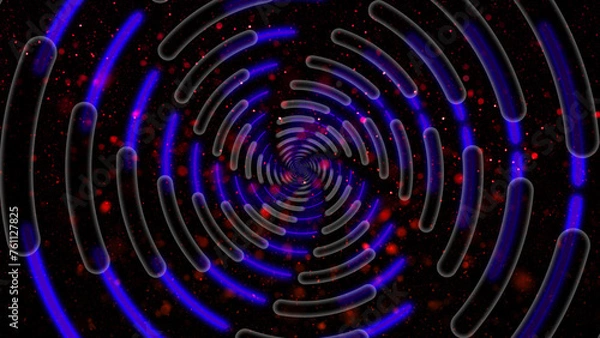 Fototapeta Blue abstract swirl trail or tunnel. Rotating blue sparkling background. . Share this colorful and dynamic on your social media platforms to captivate your audience and enhance online presence.