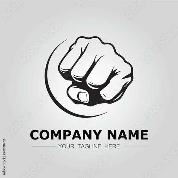Fototapeta Fist logo company vector image with strong power and fight symbol design