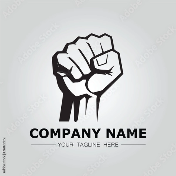 Fototapeta Fist logo company vector image with strong power and fight symbol design