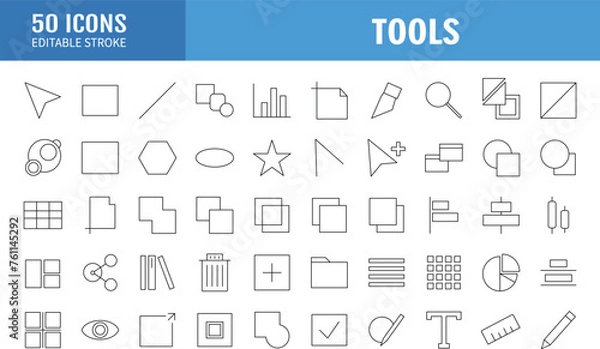 Fototapeta Tools icon set. Editable Stroke. Vector illustration
