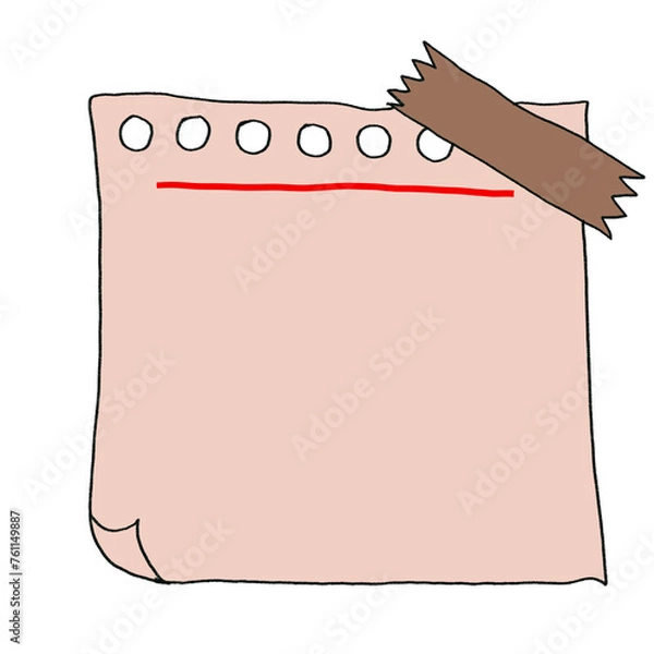 Obraz Notepad hand drawing illustration, brown notepad with brown sticker.