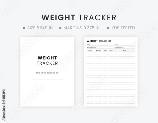 Obraz Weight Tracker Template Printable Simple Weight Log Record Journal Sheet Letter Size