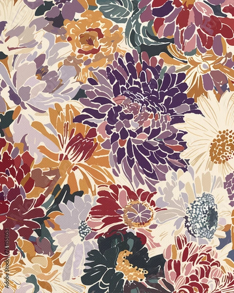 Fototapeta Vintage Abstract colorful floral background, Canvas texture