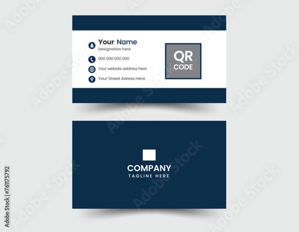 Fototapeta Double-sided creative Modern blue white and  Clean professional  business card template. Business card for business and personal use. Vector illustration design.
