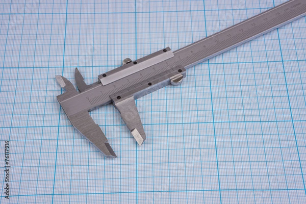 Fototapeta Vernier-caliper on graph paper