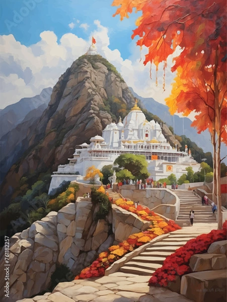 Obraz White Marble Temple In The Mountain