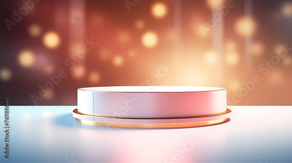 Fototapeta Simple and elegant empty round cylinder podium