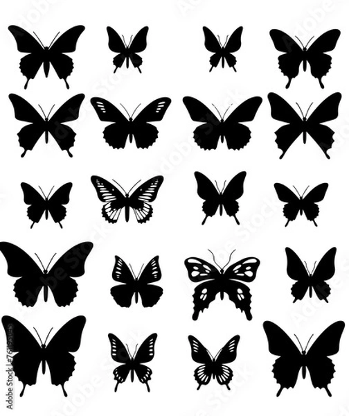 Fototapeta set of butterflies isolated