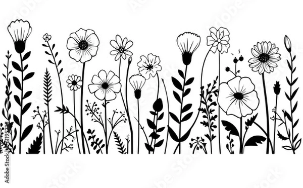 Obraz black and white background with flowers