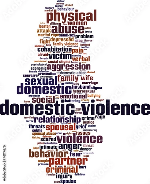 Obraz Domestic violence word cloud concept. Vector illustration