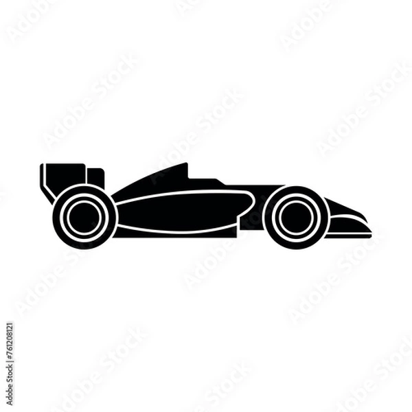 Obraz black vector racing car icon on white background