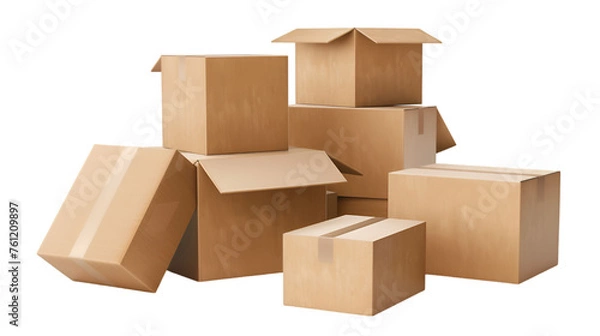 Fototapeta Carboard Boxes on Transparent or white Background. PNG file