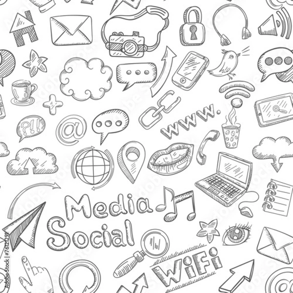 Obraz Social Seamless Doodle