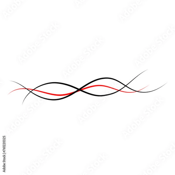 Fototapeta Vector Intertwined red and black thread lines