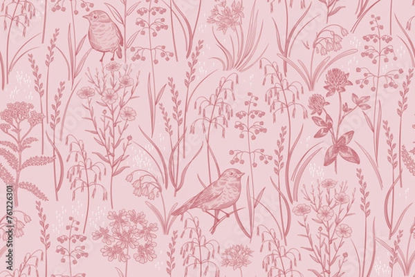 Fototapeta Vintage Floral spring seamless pattern.