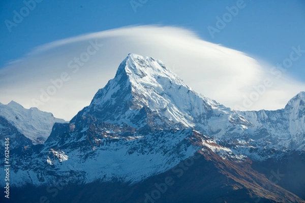 Fototapeta Mountain peak Annapurna South At Sunrise In Himalayas