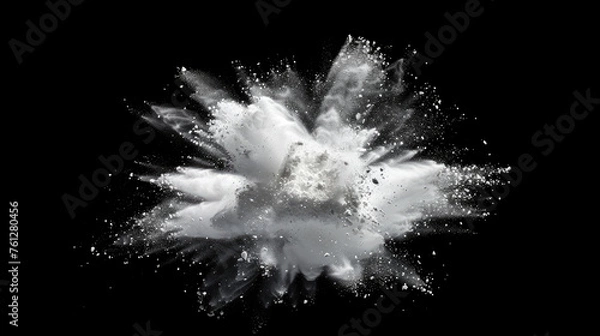 Fototapeta Abstract white powder explosion isolated on black background