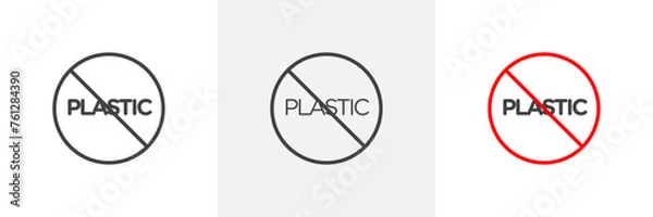 Fototapeta Reduce Plastic Use Advocacy. No Plastic Environmental Sign. Plastic Reduction Initiative Symbol