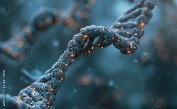 Fototapeta Biotechnology and DNA research, gene modulations through RNA interface, microscopic view, laboratory experiments.