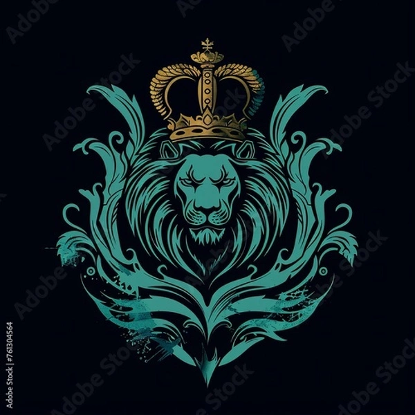 Fototapeta Logo with elements of the sea, a king, and a lion