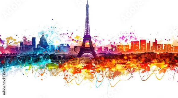 Fototapeta Eiffel tower in Paris, France. Illustration png transparent background.