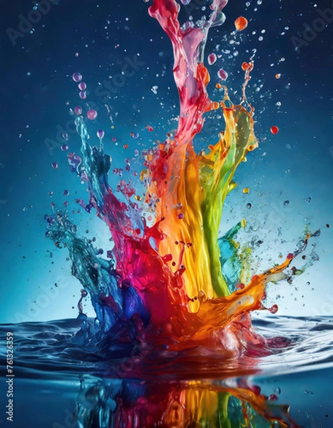 Fototapeta colorful splash of water with blue background