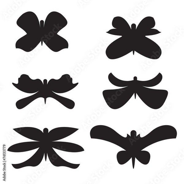 Obraz Six silhouetted isolated butterflies