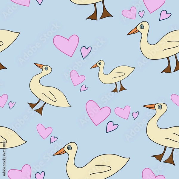 Obraz Seamless pattern with cartoony ducks