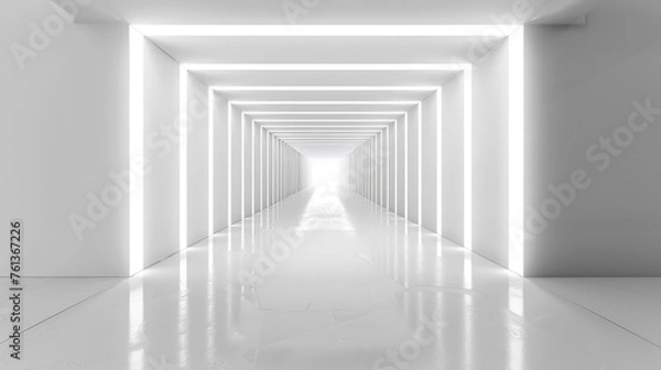 Obraz Abstract background white square tunnel