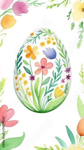 Fototapeta easter eggs with flowers