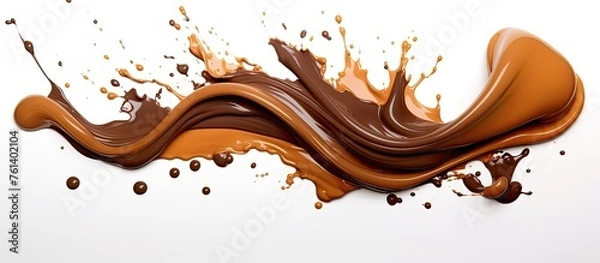 Fototapeta A blend of chocolate and caramel, two key ingredients in creating a delicious dessert. The contrast of colors resembles a fashion accessory on a white background, like a stylish art piece