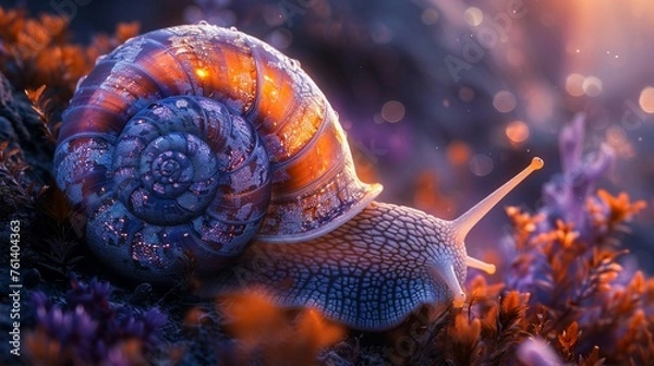 Obraz Labyrinthine snail shell high angle fantasy world backdrop ethereal glow