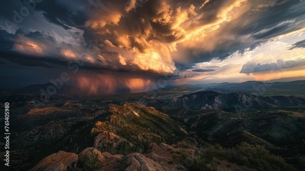 Fototapeta Thunderstorm Over Mountains