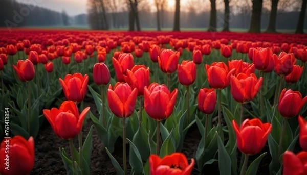 Fototapeta AI generated photo of Red Tulips


