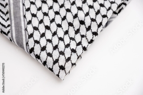 Fototapeta Palestinen keffeyh on white background  isolated with mock up and copy space