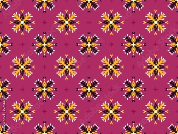 Fototapeta asian ikat seamless pattern traditional design illustration for background carpet clothing and home decoration 