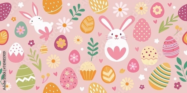 Fototapeta seamless easter pattern banner. Seamless easter pattern background.